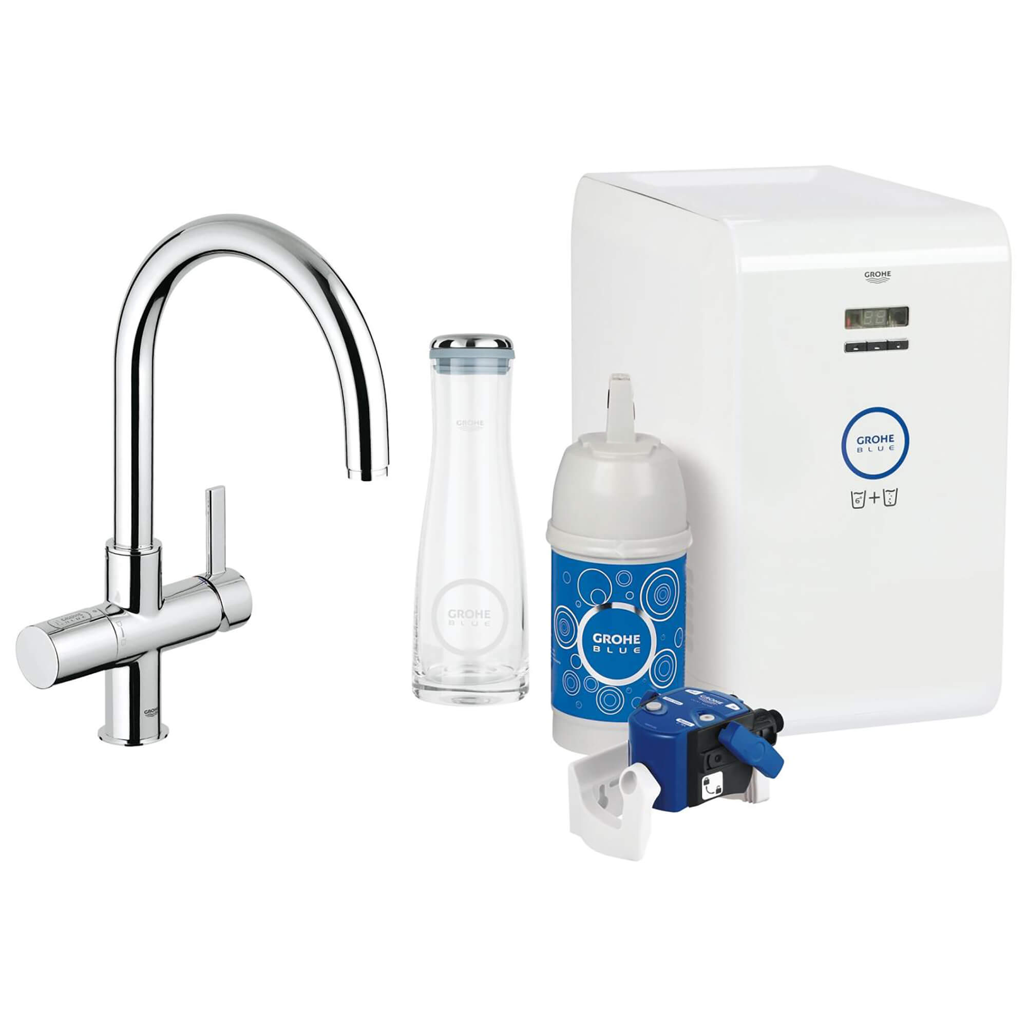 Single Handle Kitchen Faucet 175 GPM with Chilled and Sparkling Water System Starter Kit GROHE CHROME